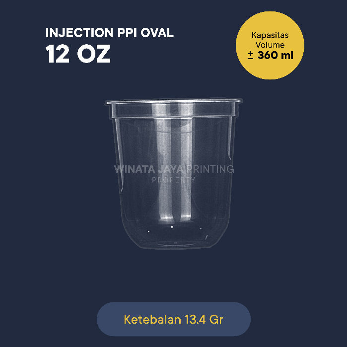 SABLON CUP PP INJECTION 12 OZ OVAL (410 ML) + TUTUP