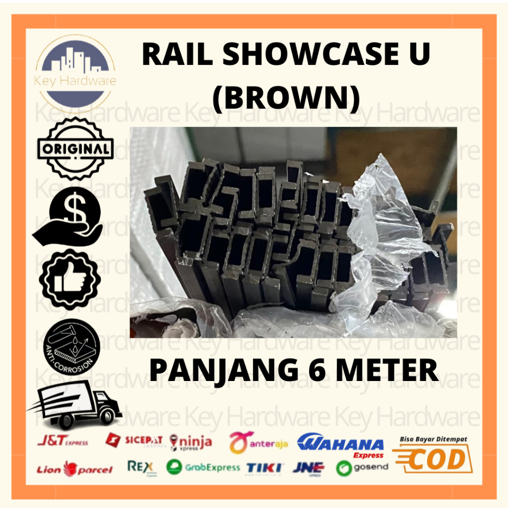 RAIL SHOWCASE U BR / ALUMINIUM / PANJANG 6 METER -BROWN