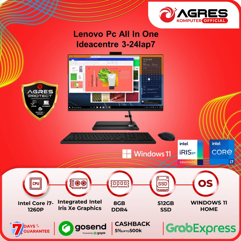 Lenovo Pc All In One Ideacentre 3-24Iap7 Core I7-1260P/8Gb/512Gb/24' Inc