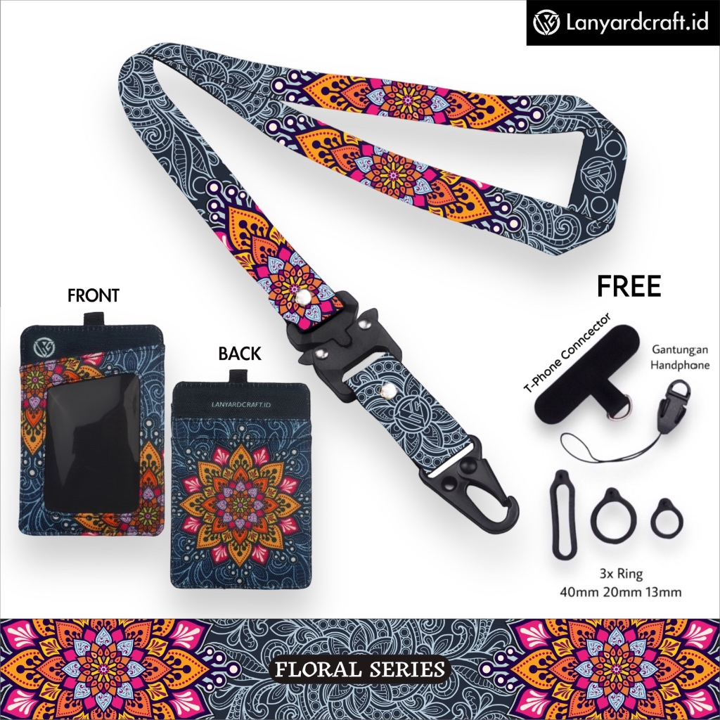 

LC.ID Lanyard Craft Floral V3 Gantungan Tali Holder Card Printing - Floral Series