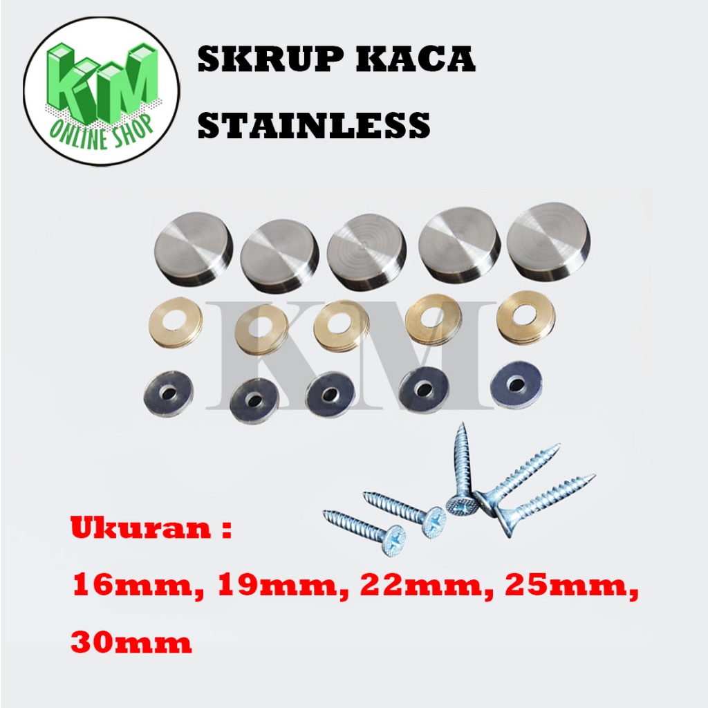 Dop Skrup Kaca Skrup Kayu Tutup Sekrup Stainless Steel 16 19 22 25 30 MM