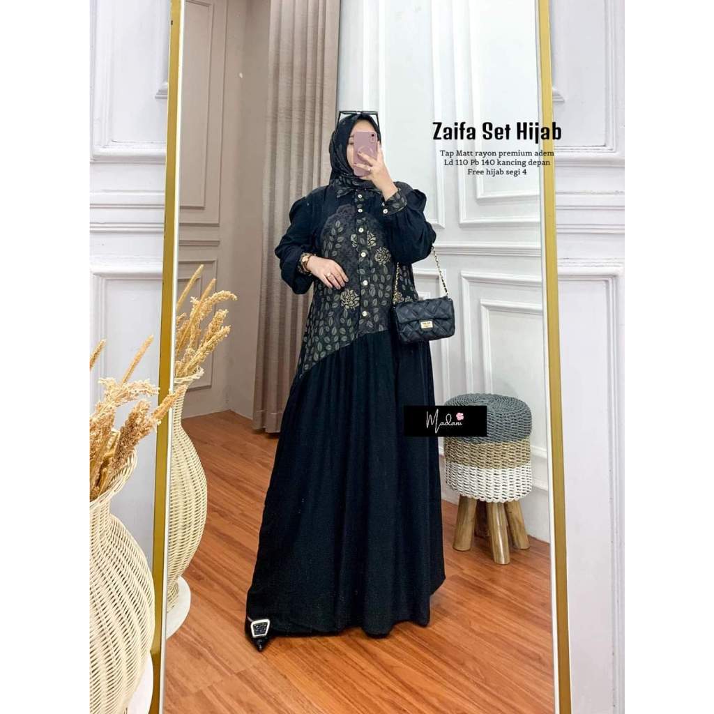 GAMIS WANITA / GAMIS MOTIF / ZAIFA SET HIJAB LABEL MADANI READY STOCK