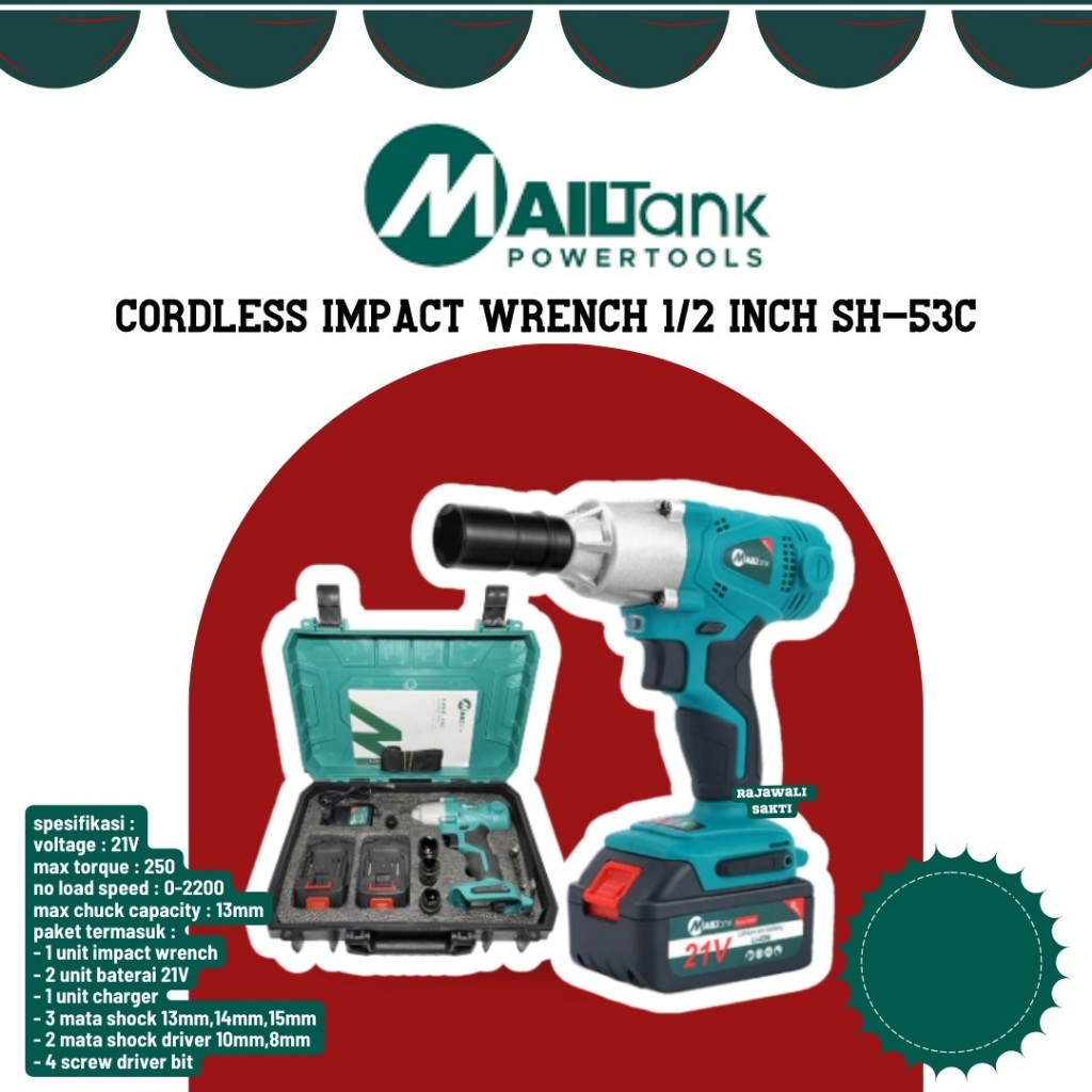 MAILTANK CORDLESS IMPACT WRENCH 1/2 INCHI SH-53C