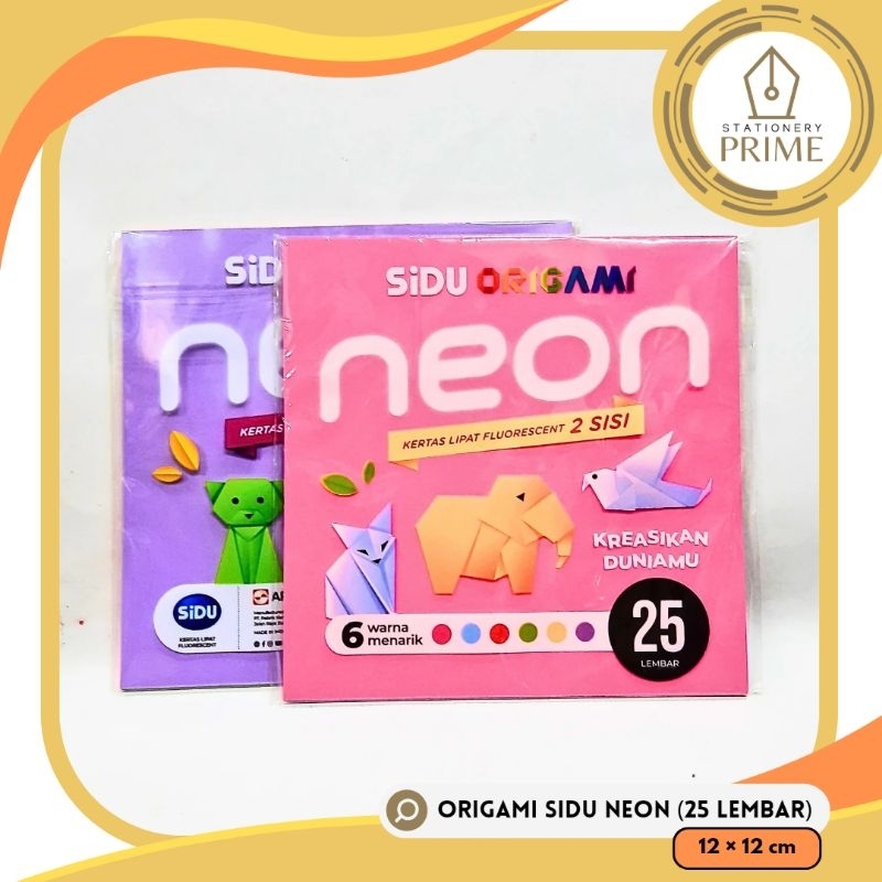 

( 25 LEMBAR ) Kertas Lipat / Origami Sinar Dunia ( SIDU ) NEON 2 Sisi