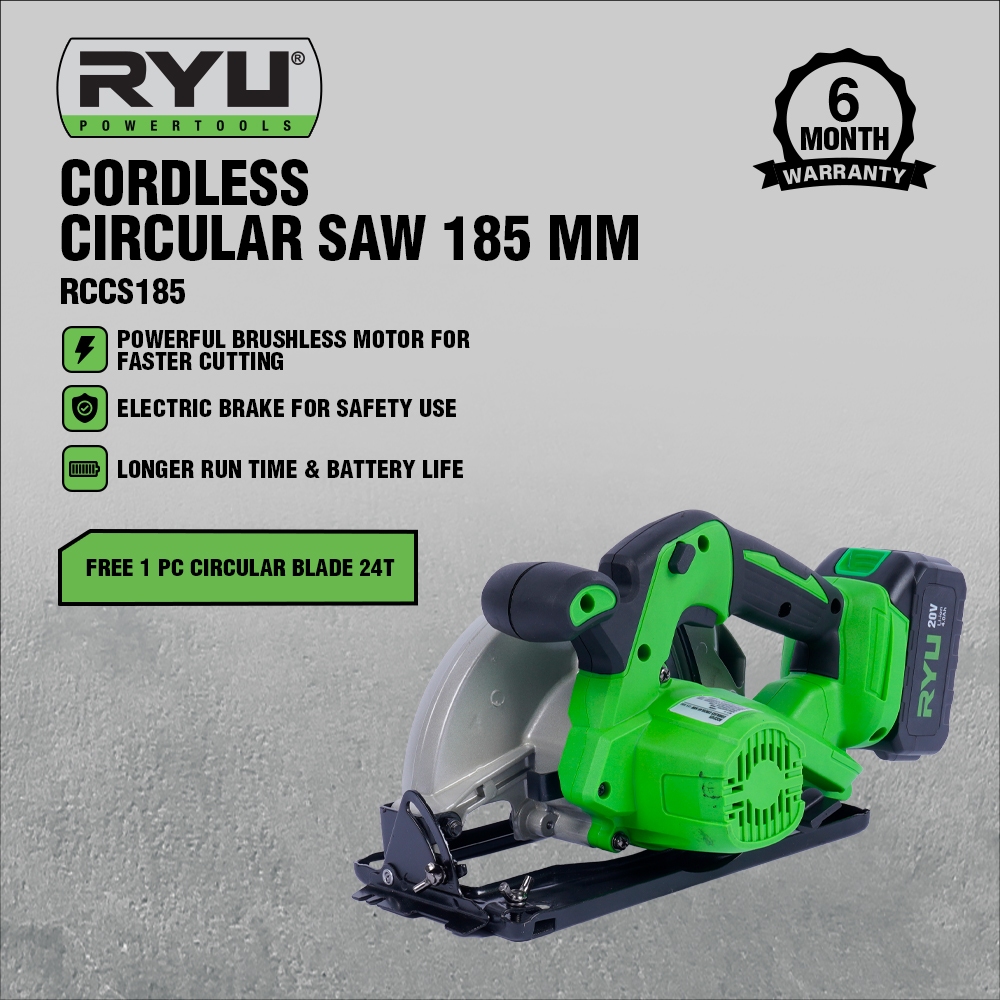RYU CORDLESS CIRCULAR SAW 185 MM - MESIN SIRKEL BATERAI - PERKAKAS