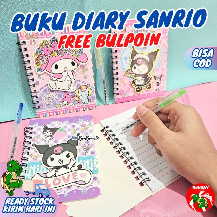 

Buku Diary motif Sanrio/ Buku tulis Sanrio/ Free Bulpoin