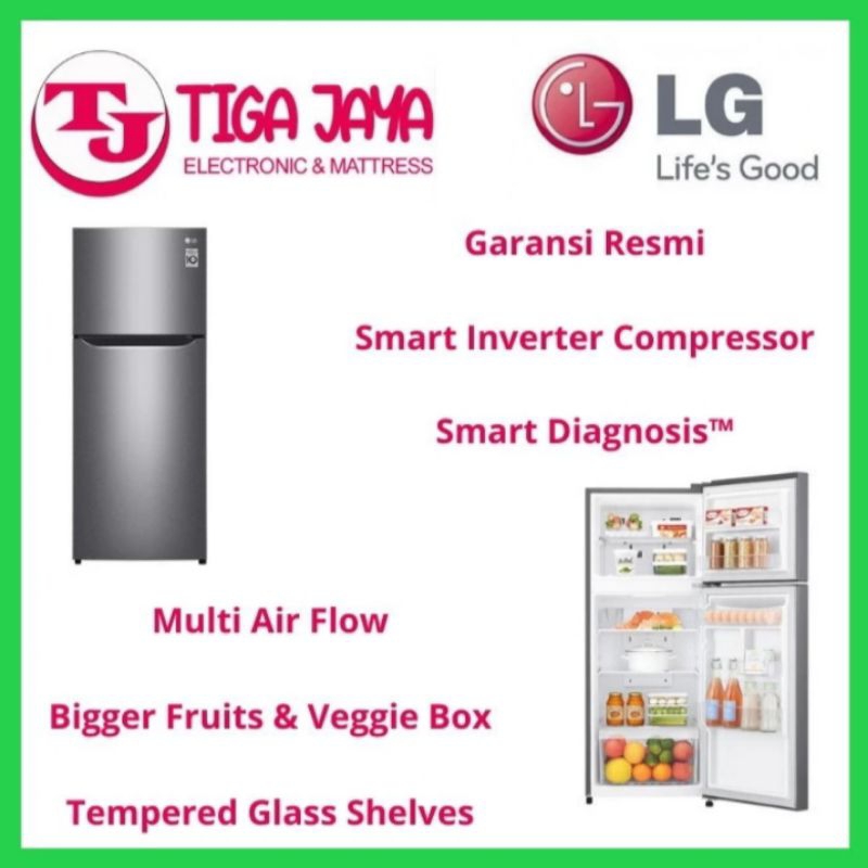 LG GNB222SQIB KULKAS 2 PINTU SMART INVERTER 225L GN B222SQIB GN-B222SQIB
