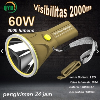 QYD Q382  Senter Cas Super Terang Outdoor IP64 Tahan Air 8000 lumens Flashlight Original Senter QYD