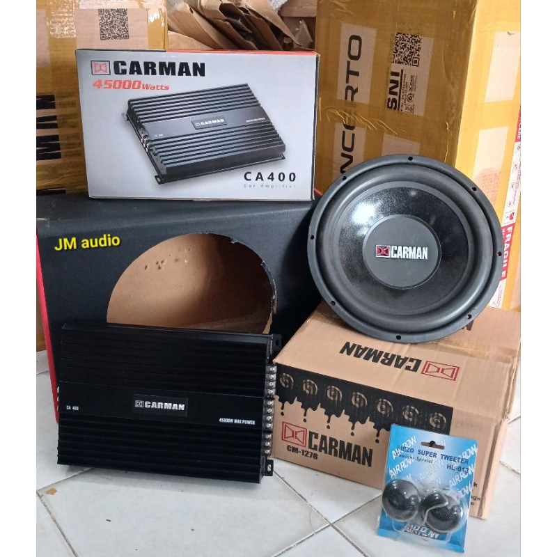Paket Audio Mobil (Carman)Power 4chanel.Subwoofer 12inch.Box 12inch Bonus twiteer