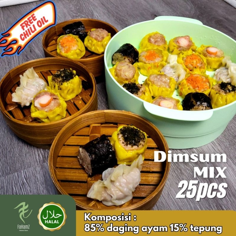 

Paket Dimsum Frozen Mix 33gr/pcs (25 pcs) + Gratis Chili Oil