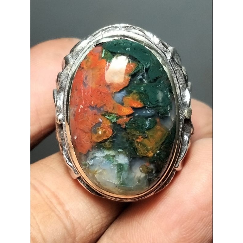 cincin batu akik pancawarna super jreng lain phyrus bacan palamea