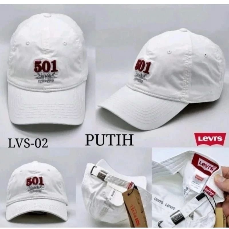 TOPI 501levis Putih  import 100% original logo bordir keren pria wanita terlaris