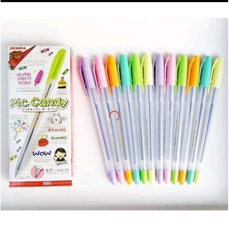 

Pulpen Pic Candy Zebra O,7 mm (12 Pcs)