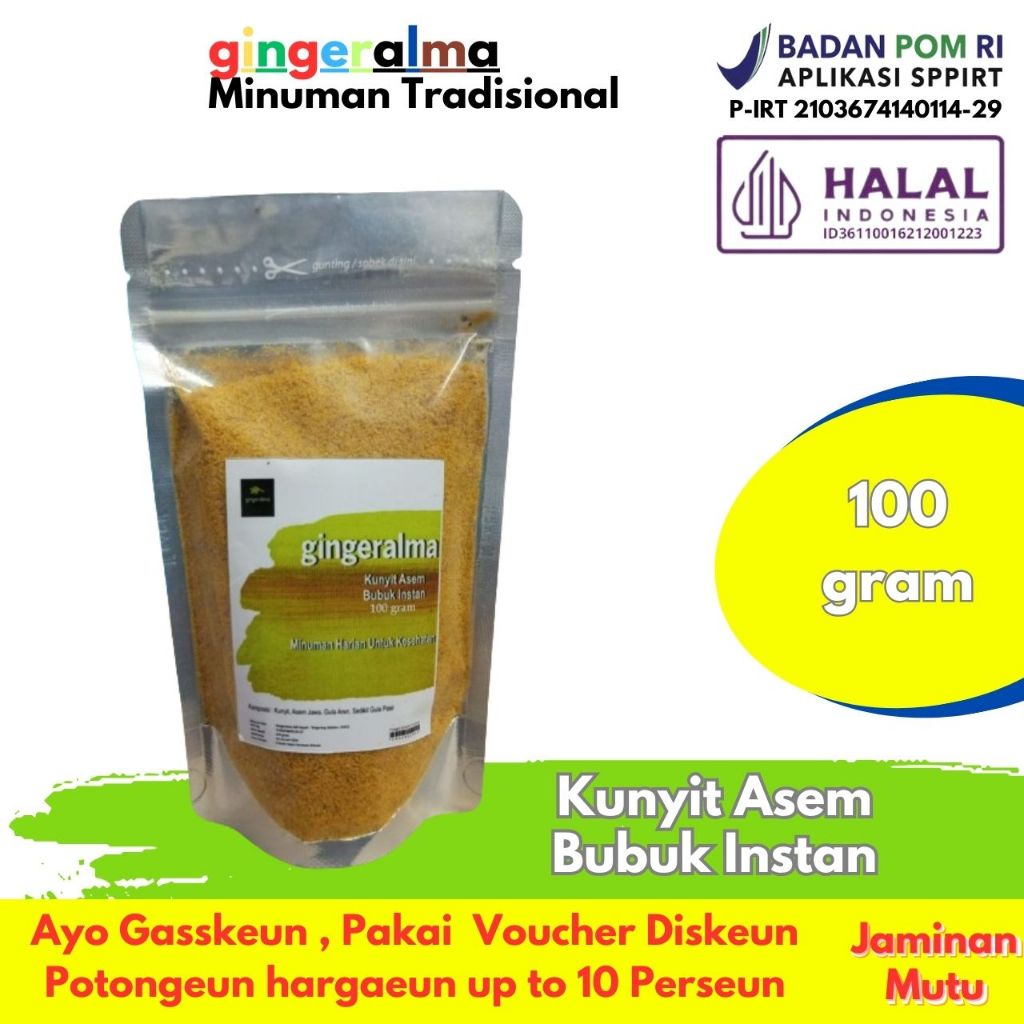 

Kunyit Asem Bubuk Instan 100 Gram Gingeralma