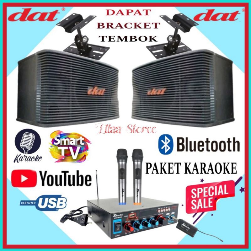 Karaoke Set Speaker DAT 10 IN Ampli Bluetooth Karaoke Smart Tv Youtube 2 Mic Wireless