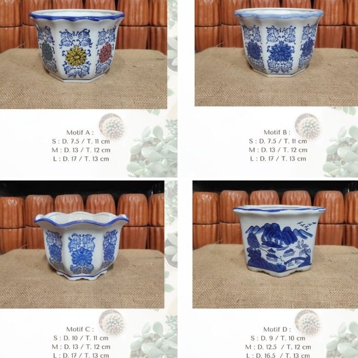 WCj Pot Keramik Import Cantik Satuan  pot keramik motif bunga  Pot Keramik Import
