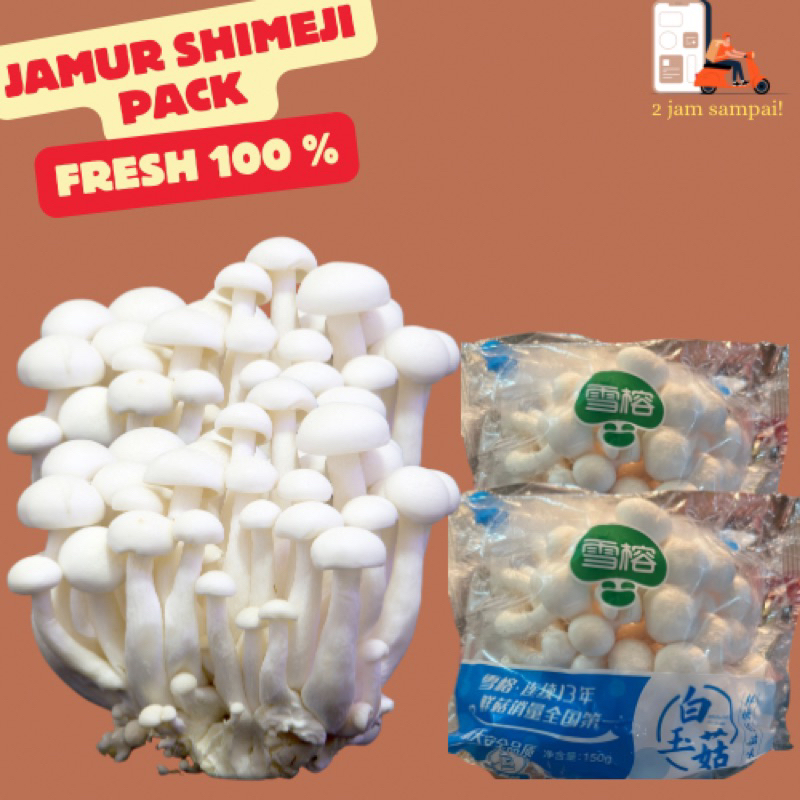 

Jamur Shimeji Putih White Shimeji Mushroom 1 pack 150 gram KIRIM INSTAN BANDUNG