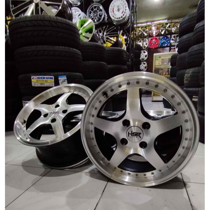 Velg mobil bekas murah celong Hsr Ring 15 lebar 7 PCD 4x100 et38 silver polis (normal)