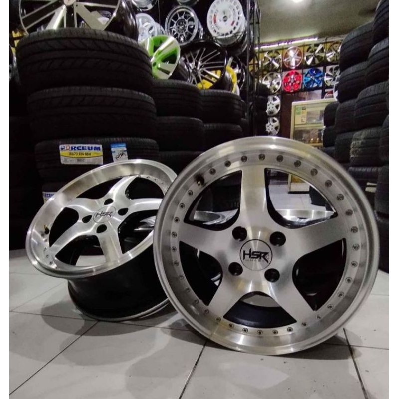 Velg mobil bekas murah celong Hsr Ring 15 lebar 7 PCD 4x100 ET 38 silver