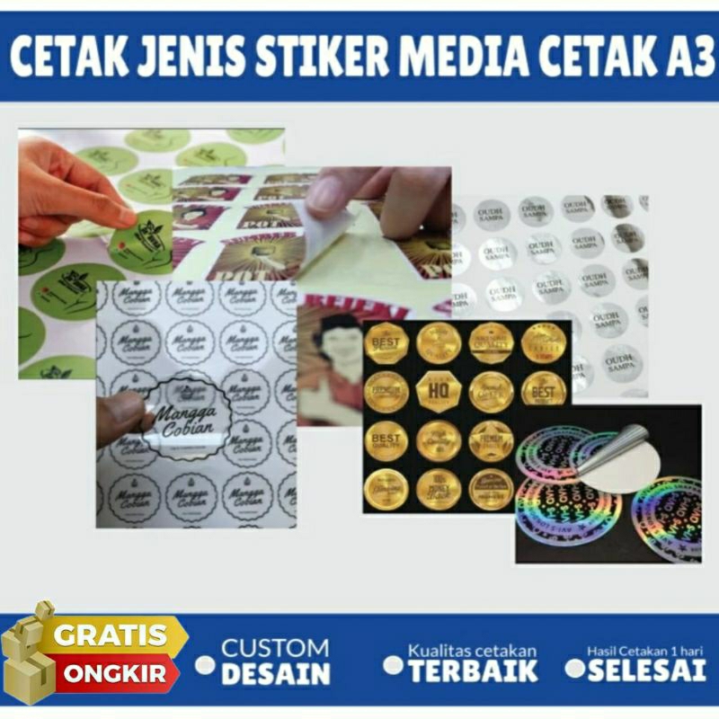 

STICKER LABEL CUSTOM VINYL CROMO TRANSPARAN A3 1 Hari Selesai stiker print sticker vinyl best seller