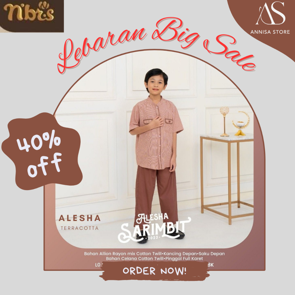 BAJU STELAN KOKO ANAK NIBRAS ALESHA KOKO ANAK TERRACOTTA / BAJU SETELAN ANAK LENGAN PENDEK PROMO LEB
