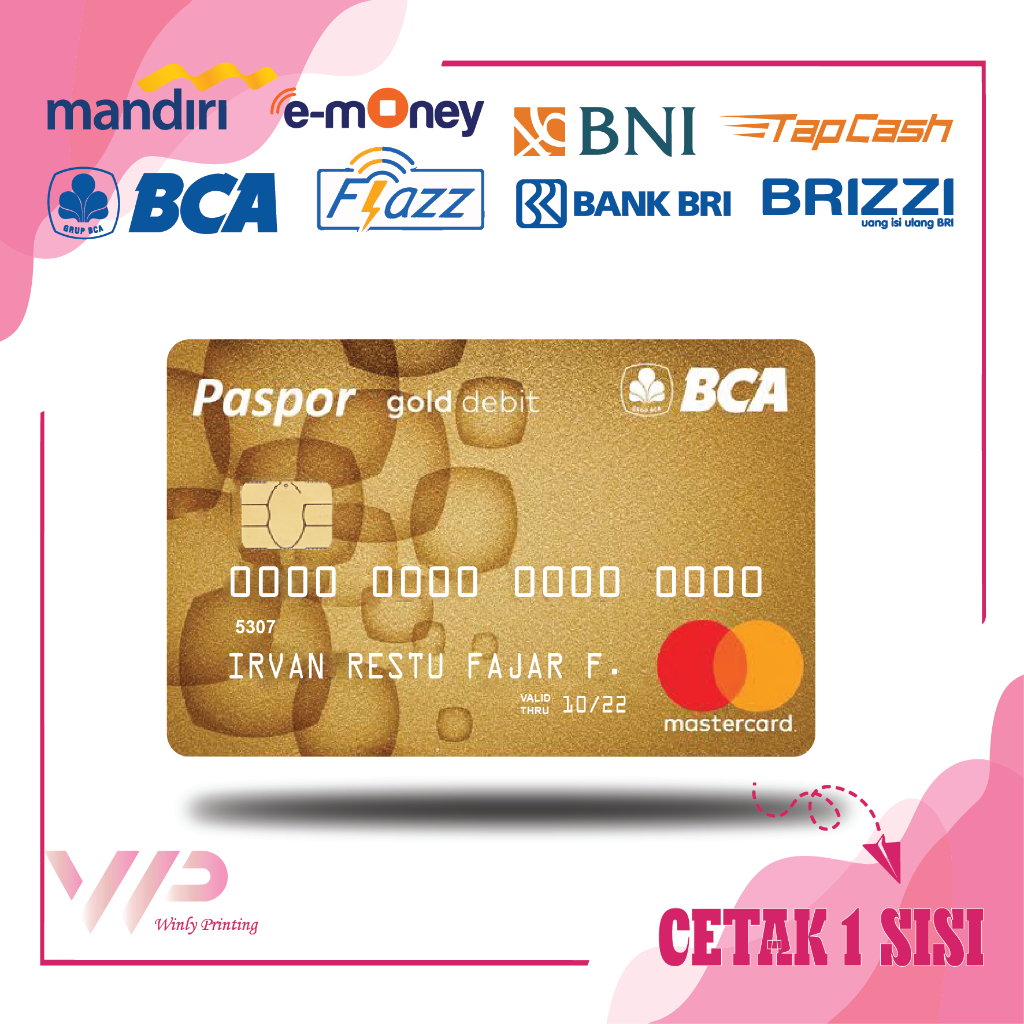 KARTU EMONEY DESIGN DEBIT KREDIT BCA GOLD MANDIRI FLAZZ BCA GEN 2 BNI TAPCASH BRIZZI BRI - 1 SISI