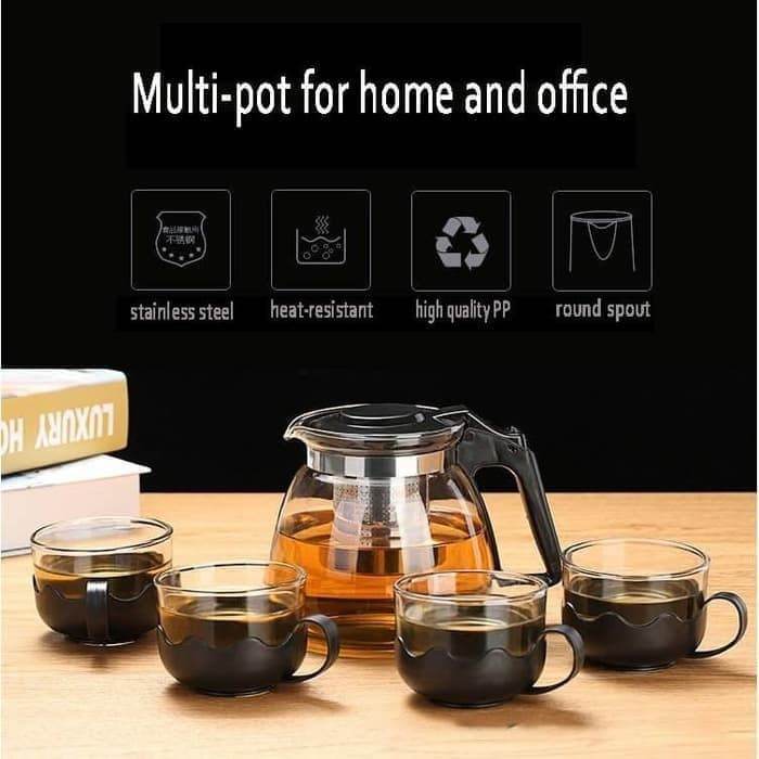 Teapot Set Teko Teh Kaca 5in1/ Tea pot Saringan