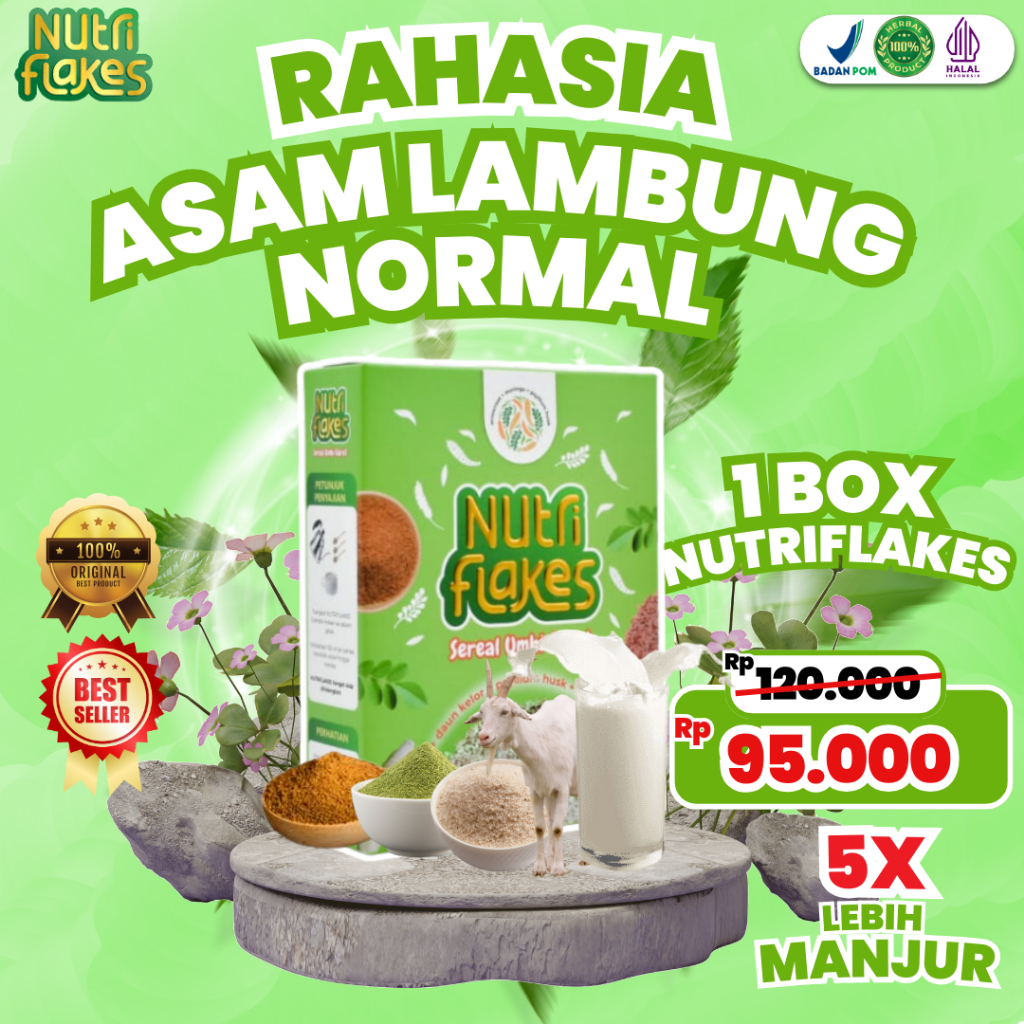 

NUTRIFLAKES ORIGINAL - SEREAL UMBI GARUT BANTU MENGATASI MASALAH LAMBUNG MAAG KRONIS GERD ANXIETY