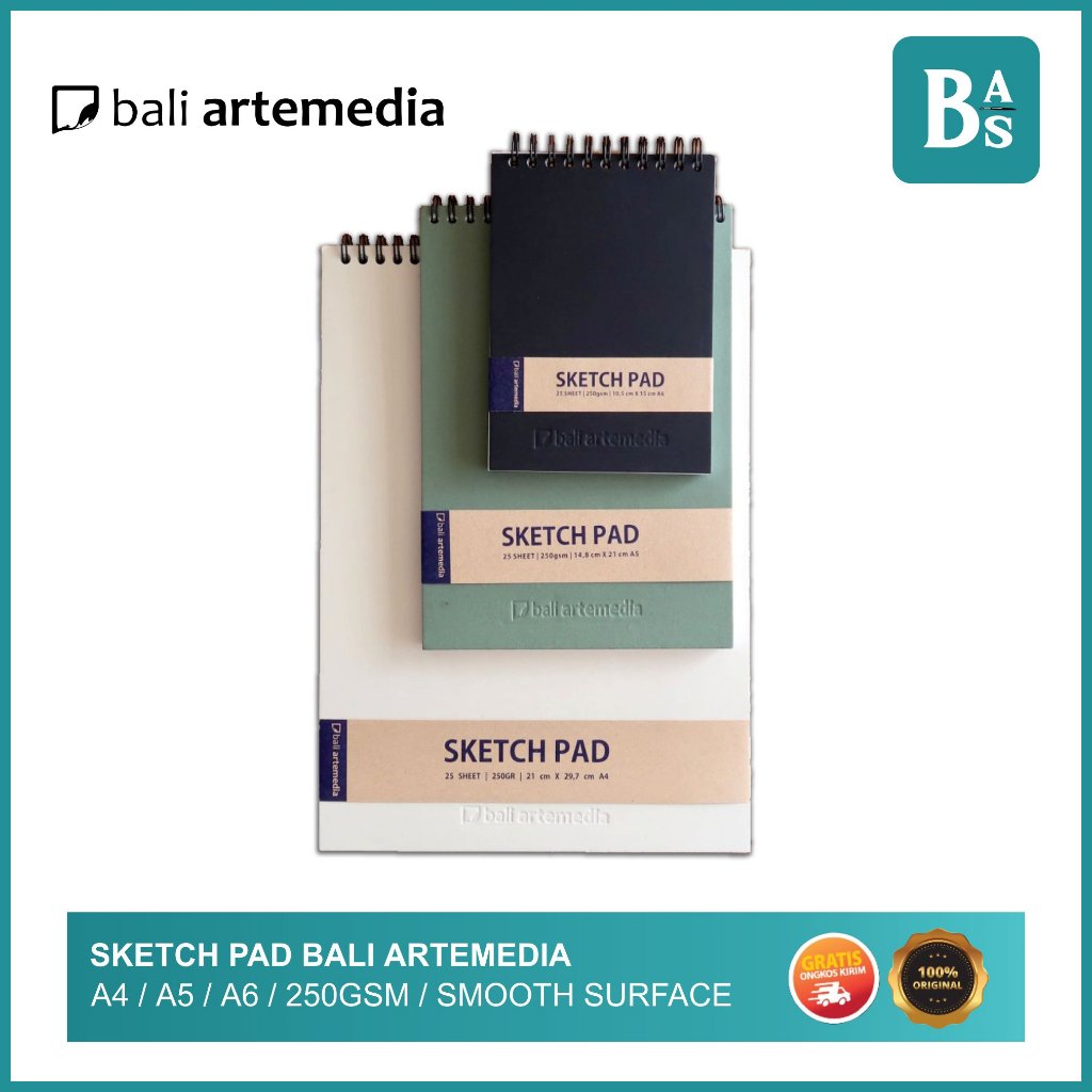 

Bali Art Supplies - Sketch Pad 250gsm - A6/A5/A4 - Sketchbook Binder