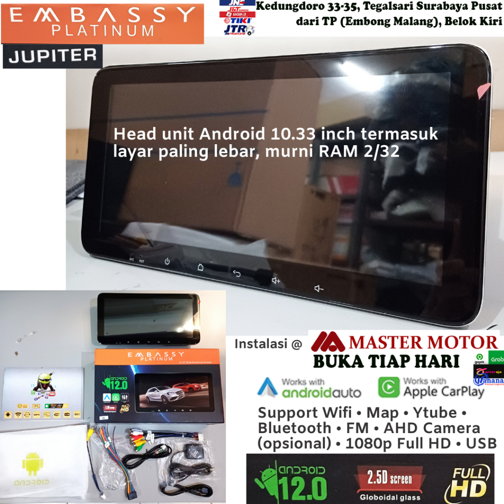 Head unit Android Embassy JUPITER 10 inch 10.33 RAM 2 32 GB Platinum GPS Wifi Ytube Apple Carplay Au