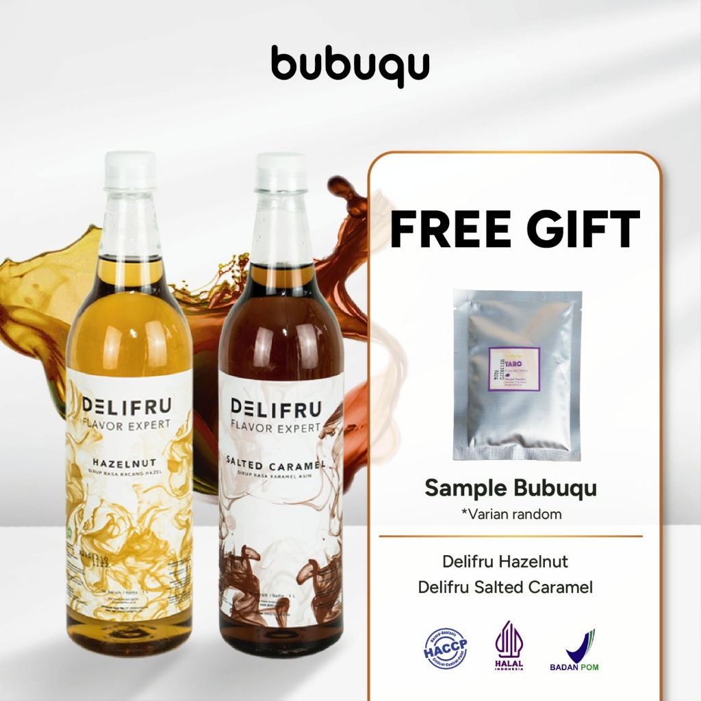 

Delifru Paket Bundling Syrup Hazelnut 1L + Sirup Salted Caramel 1L