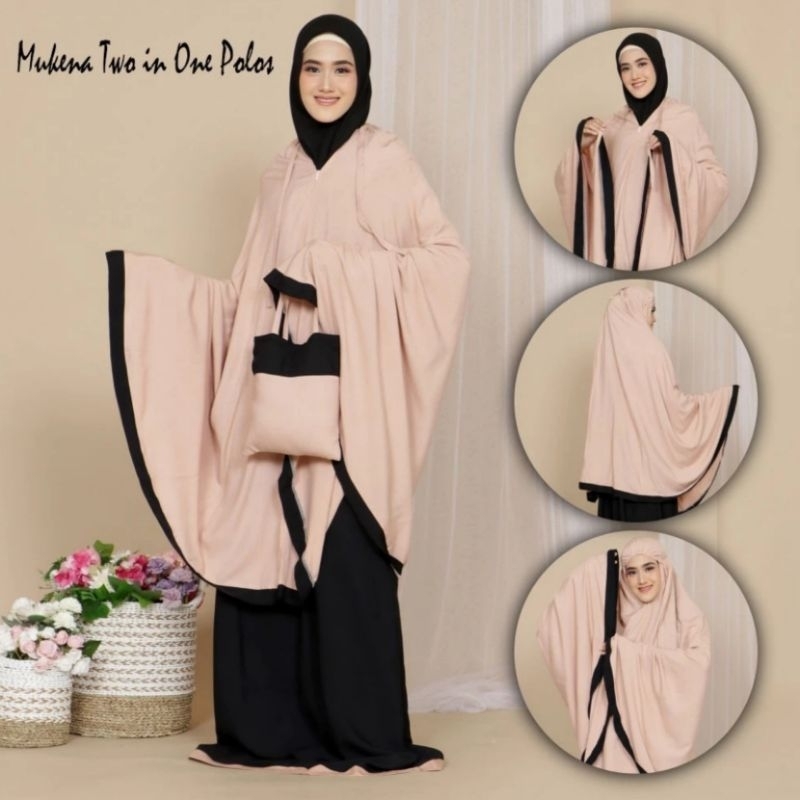 Mukena Bali Exclusive Super Jumbo Salwa Polos 2 In 1 Resleting