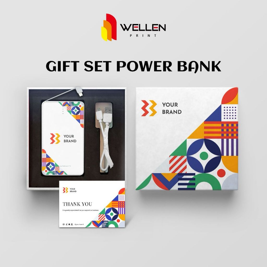 WELLEN PRINT – Cetak Gift Set Power Bank Custom Print / Paket Souvenir Corporate Hampers Powerbank  