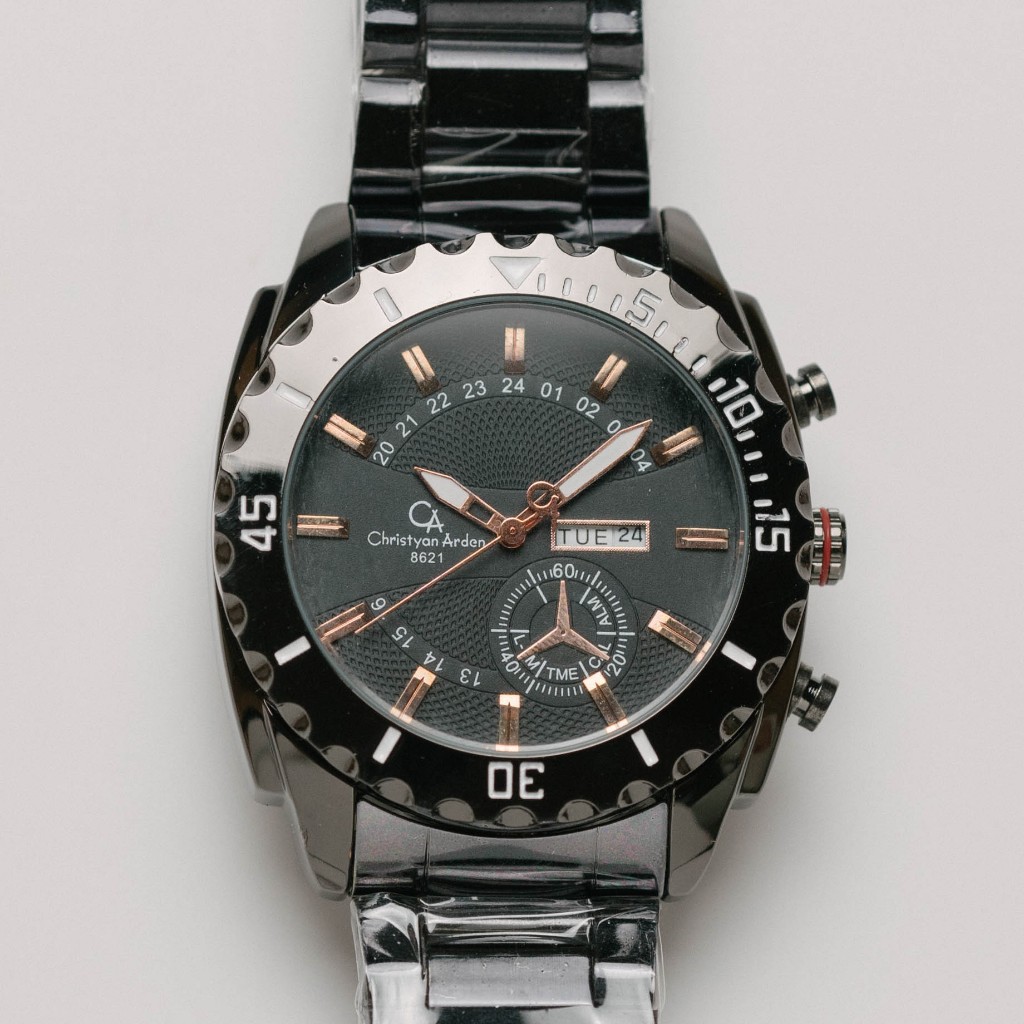 Jam Tangan Rantai Pria Christyan Arden DAYDATE MONOCHROME EDITION CA8621 GHTH - Rose Gold Marker (46
