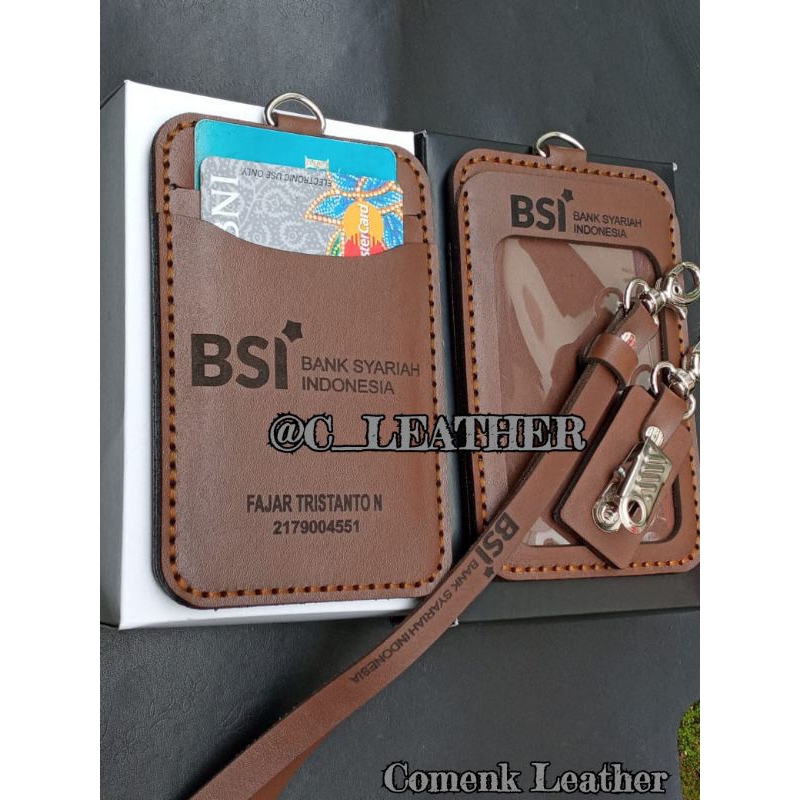 

Id Card/Nametag Kulit Asli,Model 4 Lapis Kulit,Costum Nama,Logo,Instansi