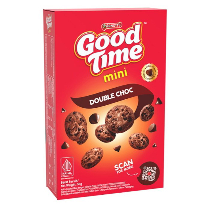 

Good time mini cookies double chocolate box 50 gram