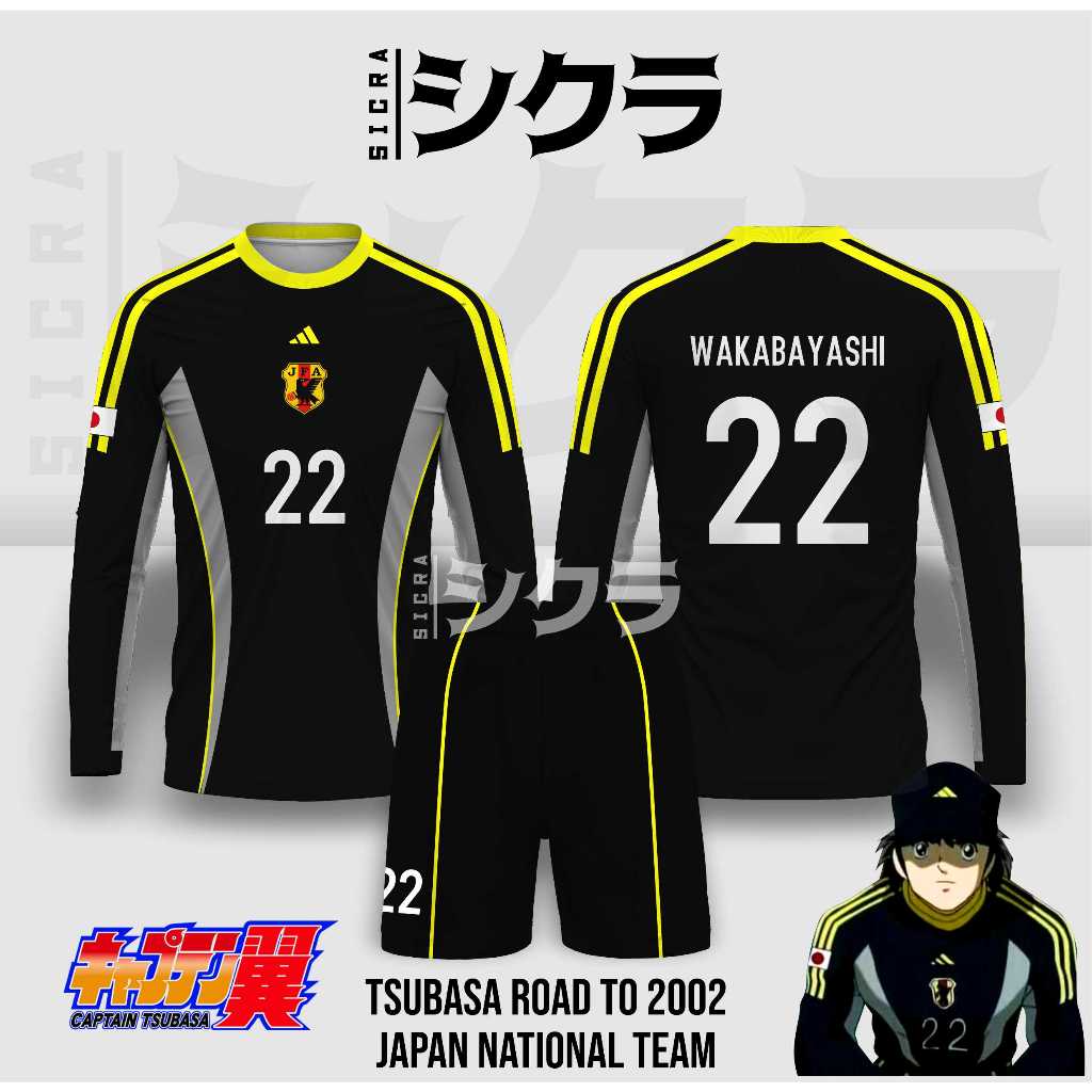Jersey Japan GK Tsubasa Classic Road to 2002 Anime Kiper Wakabayashi | Timnas Jepang Cosplay Manga