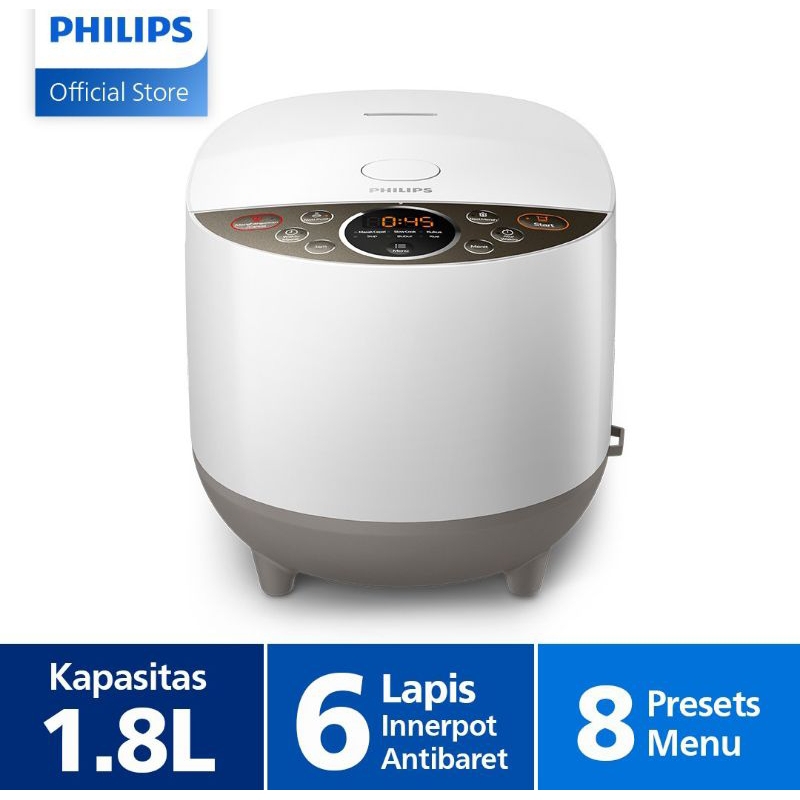 Penanak Nasi Philips HD 4515 - 8 Menu Putih Mejikom Mejicom Rice Cooker megic com Majicom Majikom Di