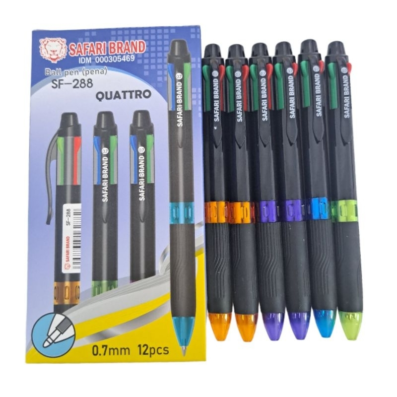 

Pulpen 4 Warna 0.7 Safari 4 SF-4C / SF-288 / Pulpen / Pena / 0.7 mm (1 Pak isi 12 Pcs)