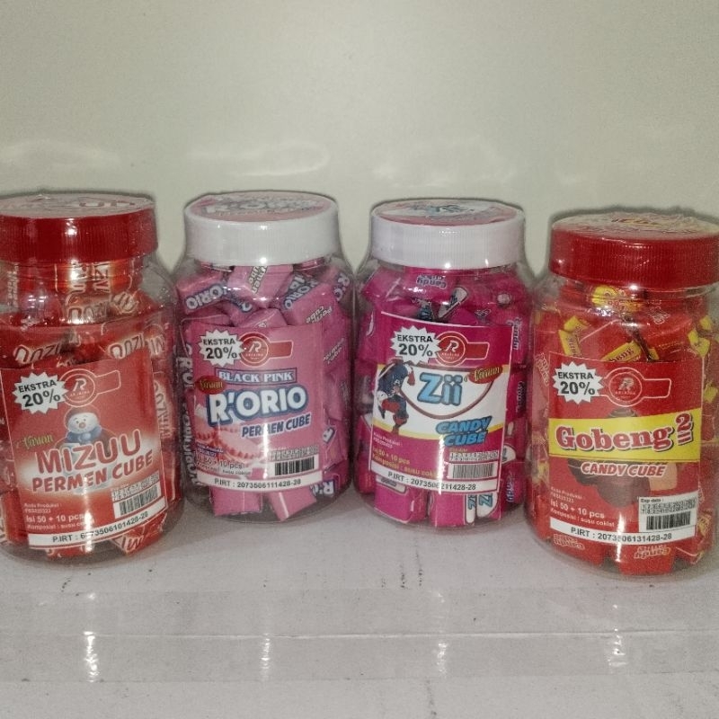 

Permen Bundle 4 Candy Cube MIZZU + OREO PINK + ZII + GO BENG BENG / Candy Cube isi 60pcs Rendah gula