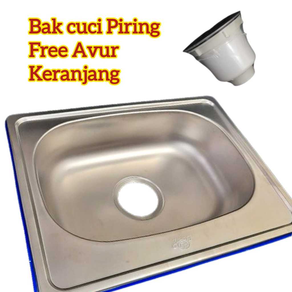 Bcp 50cm Bak Cuci Piring Wastafel Stainless Lengkap Dengan Avur Kitchen Sink 1 Lubang
