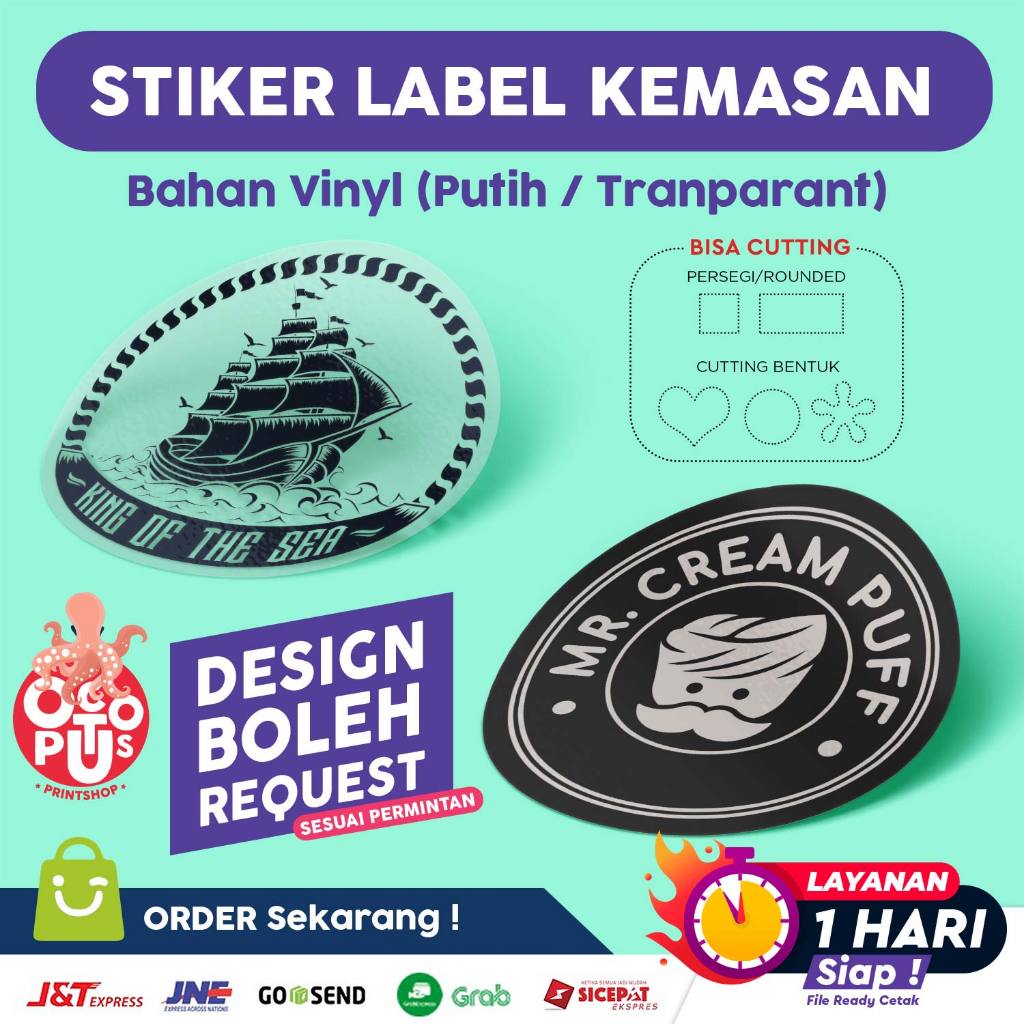 

STIKER LABEL KEMASAN CETAK + CUTTING POLA BAHAN VINYL SUSU/TRANSPARAN >>FREE DESIGN<<