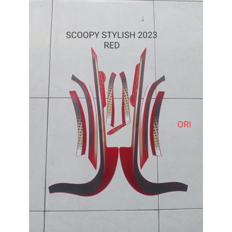 Stiker Strping Motor Honda Scoopy Stylish 2023 Red ORI