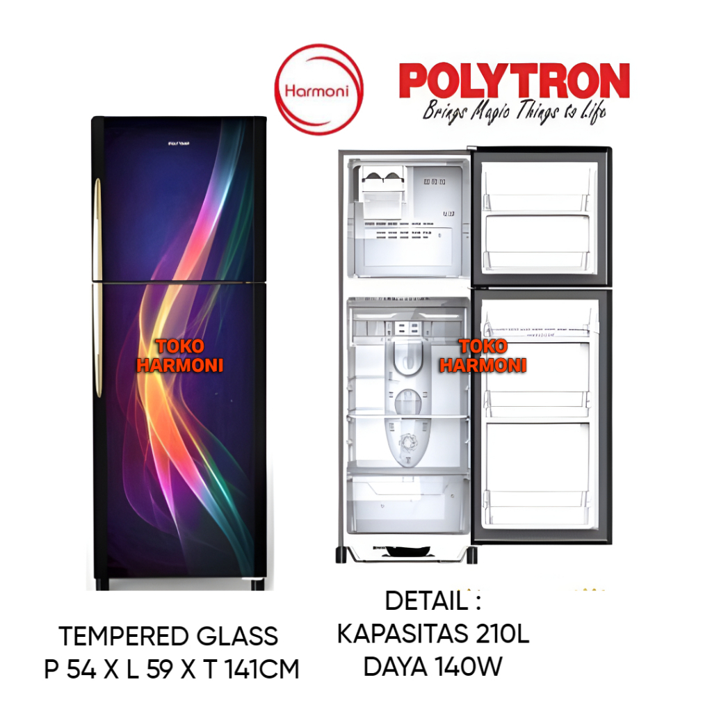 KULKAS POLYTRON 2 PINTU TANPA BUNGA ES PRM 21 PAX LOW WATT KULKAS POLYTRON 2 PINTU PRM 21 PAX