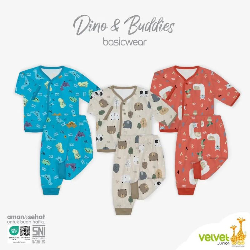 Velvet Junior- Setelan Baju Anak- Kancing Depan Lengan Panjang Celana Panjang
