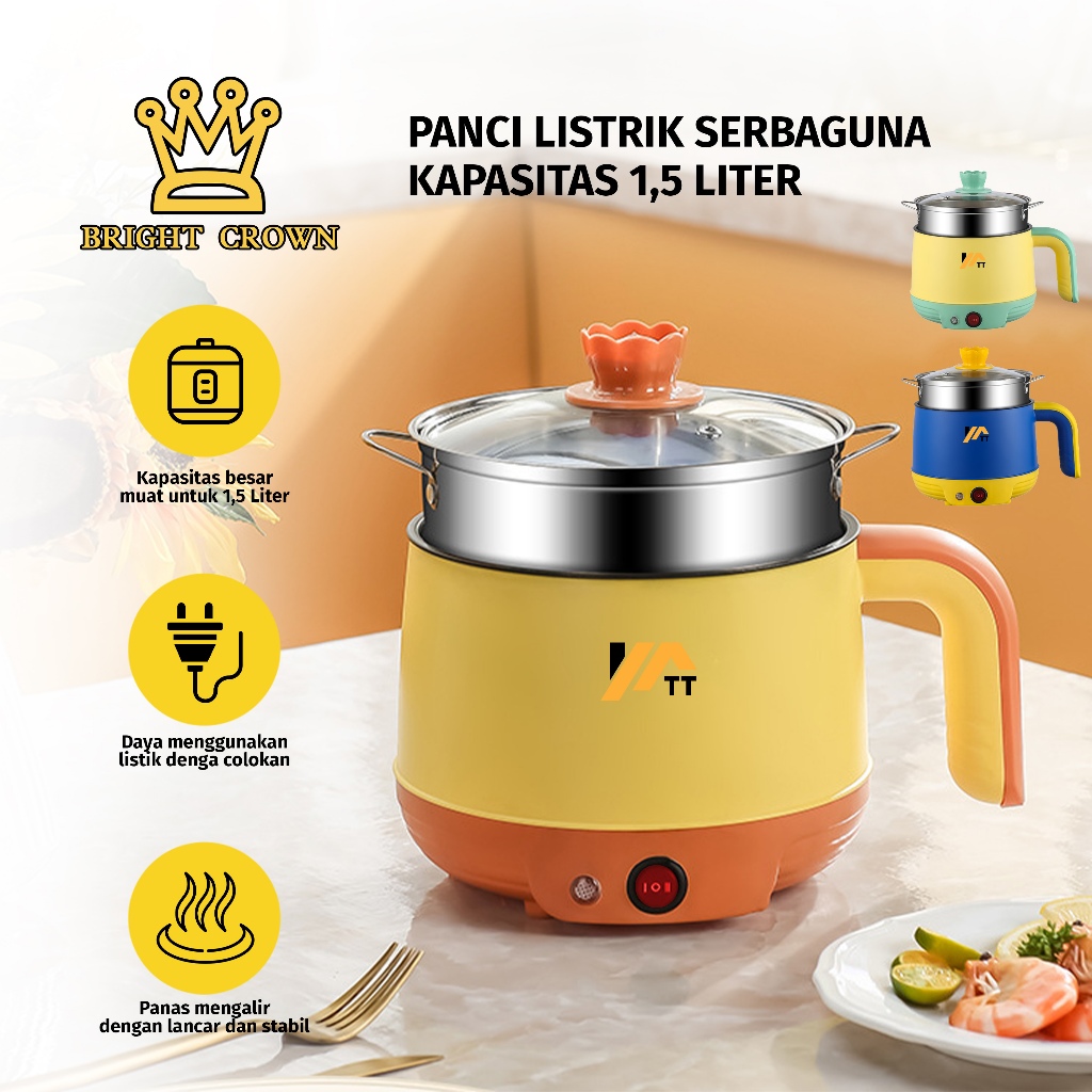 YATT by Bright Crown Panci Listrik Free Kukusan / Rice Cooker Mini Anti Lengket 2in1 Electric