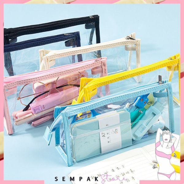 

SS Kotak Pensil Transparan Multifungsi Minimalis Tempat Pensil Bening Kapasitas Besar Tas Penyimpanan Transparan Warna tas Makeup Mini Pouch Pencil Case Stationery Serbaguna Aesthetic