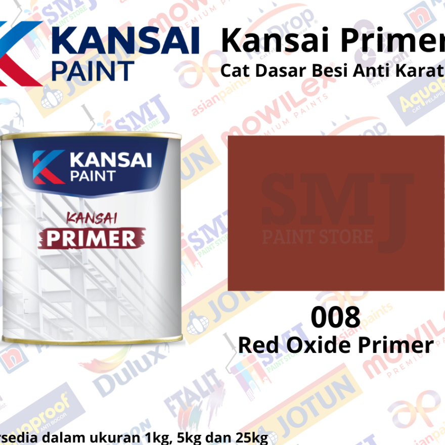 CAT DASAR MENI BESI KAYU KANSAI FTALIT ZINC CHROMATE PHOSPHATE RED OXIDE 1 KG ANTI KARAT