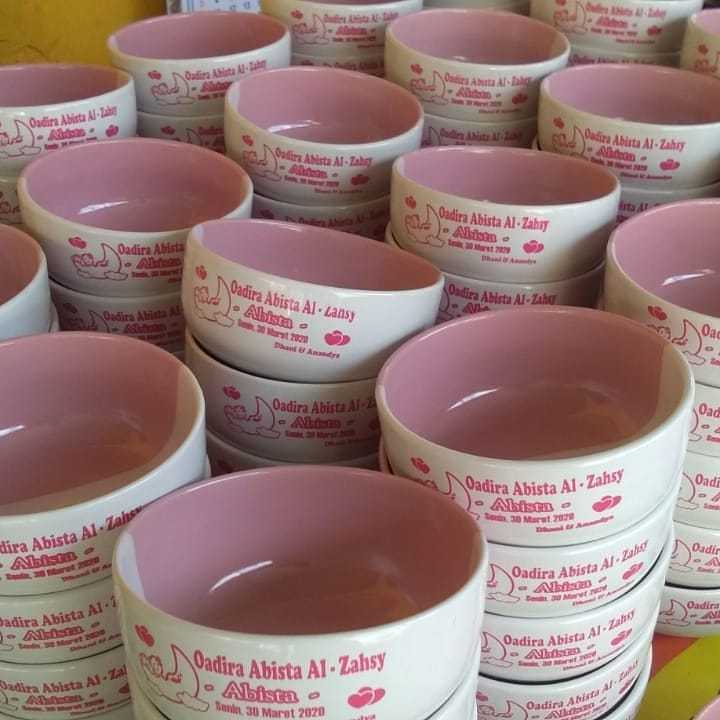Custom Mangkok/Souvenir Mangkok Keramik Sablon/Souvenir pernikahan