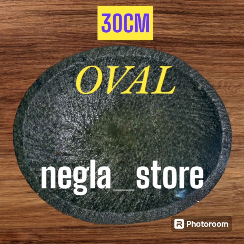 COBEK BATU ASLI OVAL 30CM gratis ulekan/mutu